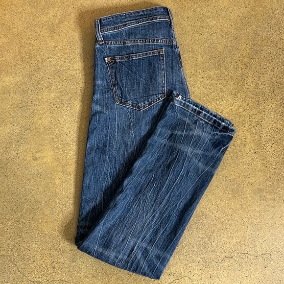 Anthropologie 27 Tall Pilcro Mid-Rise Slim Boyfriend Corded Side Denim Jeans - Picture 7 of 11